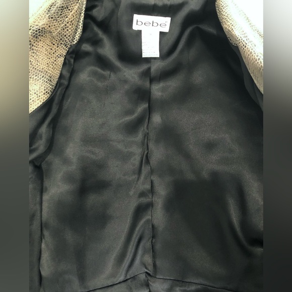 Very Rare Vintage Bebe Snake Print Embossed Leather Blazer Jacket Size S - Picture 9 of 9